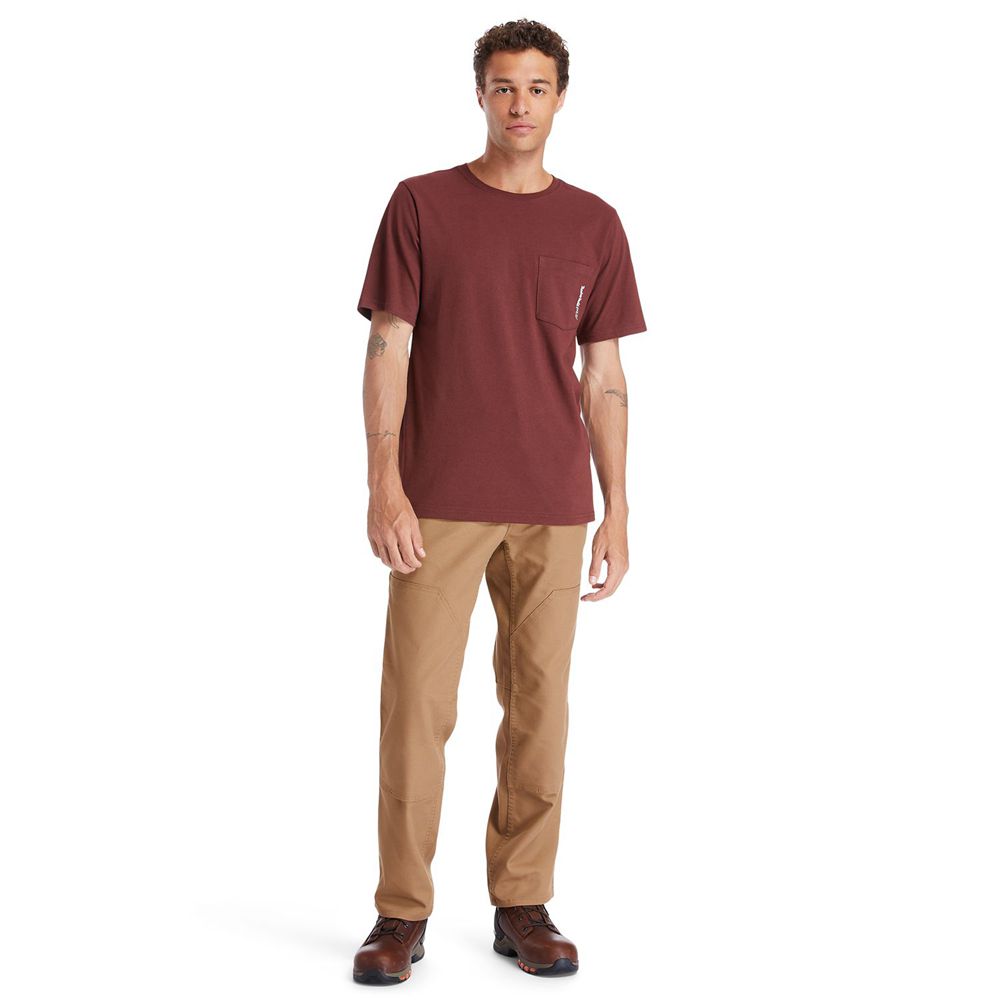Camisetas Timberland Hombre Pro® Manga Corta Base Plate Wicking Burdeos - Chile FDL-891326